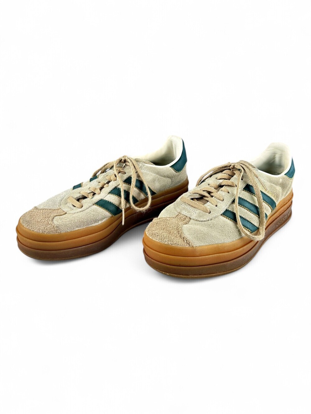 Adidas Men's Suede Platform Sneakers Size 8.5 Beige/Green
